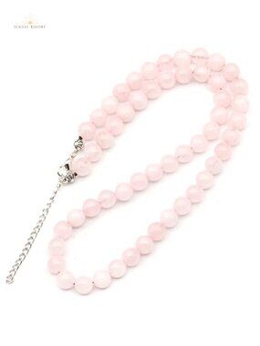 8mm Rose Quartz Beaded Choker Necklace Adjustable Macrame Unisex